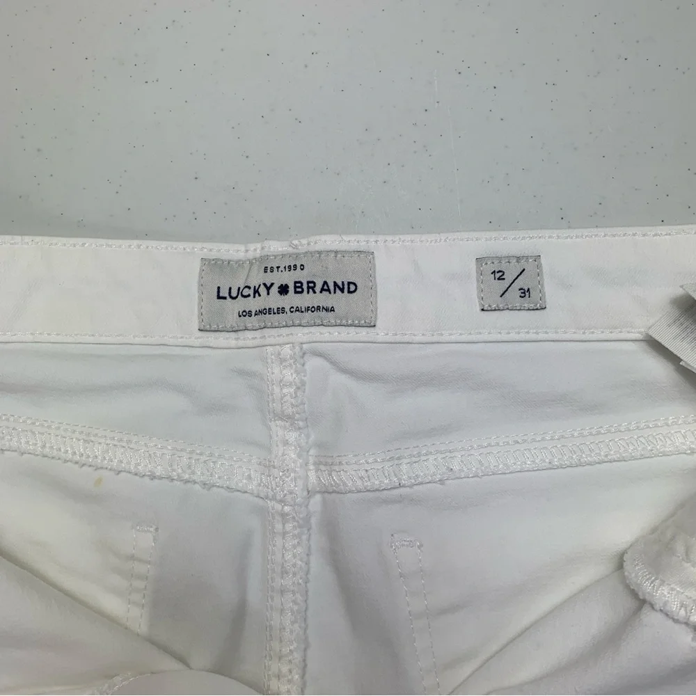 Lucky Brand White Ava Skinny Mid rise Denim Ankle Raw Hem  Jeans-Size 12/31 - Picture 9 of 15